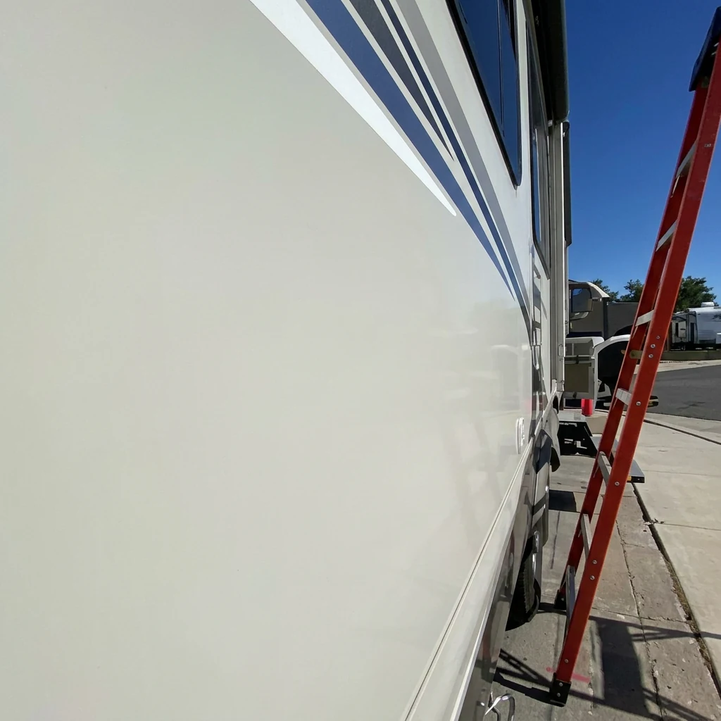 RV Closeup after professional mobile ceramic coating by Clean Image Mobile Detailing in Sparks, NV