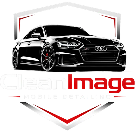 Clean Image Mobile Detailing logo showing a black detailed sedan in a crest
