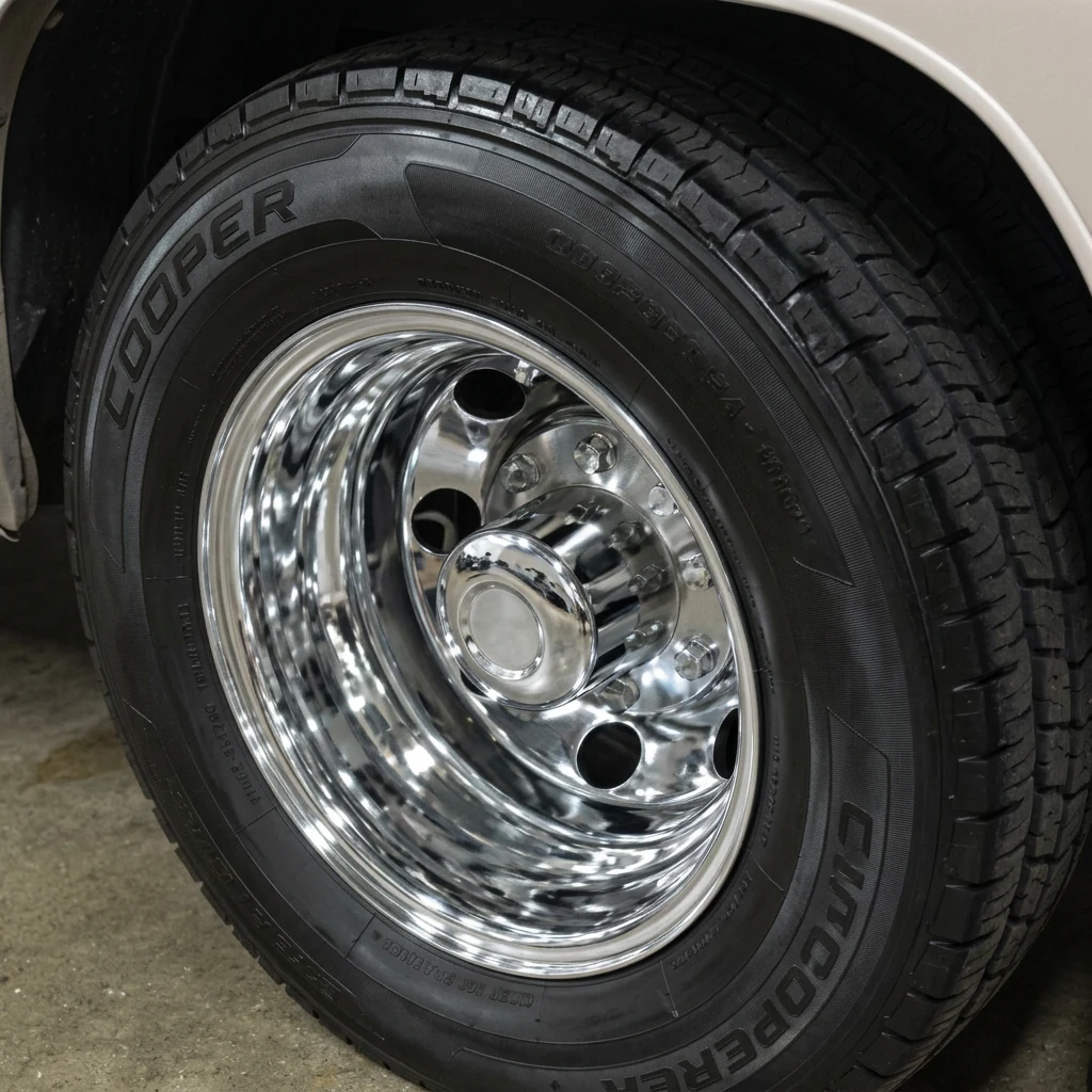 Semi Truck Wheel after professional mobile detailing by Clean Image Mobile Detailing in Sparks, NV