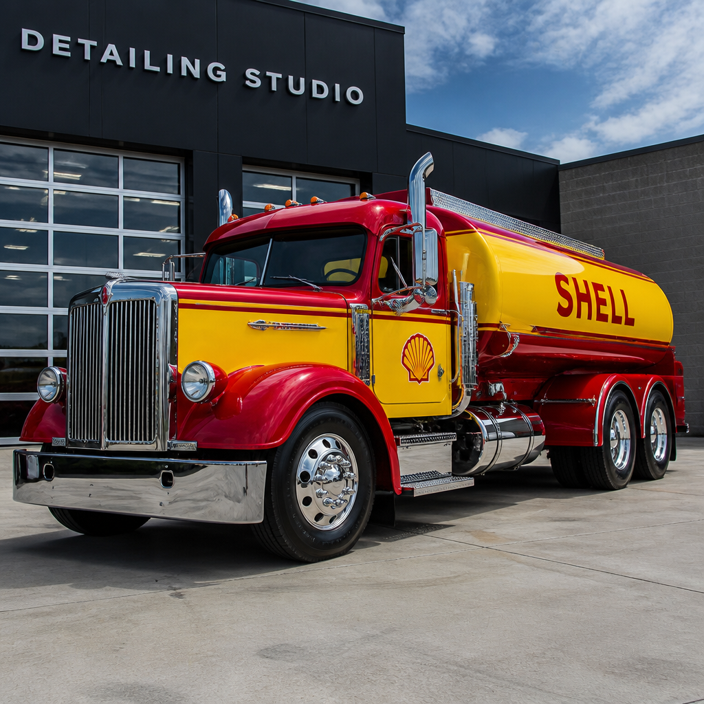 Vintage Tanker Truck after professional mobile detailing by Clean Image Mobile Detailing in Sparks, NV